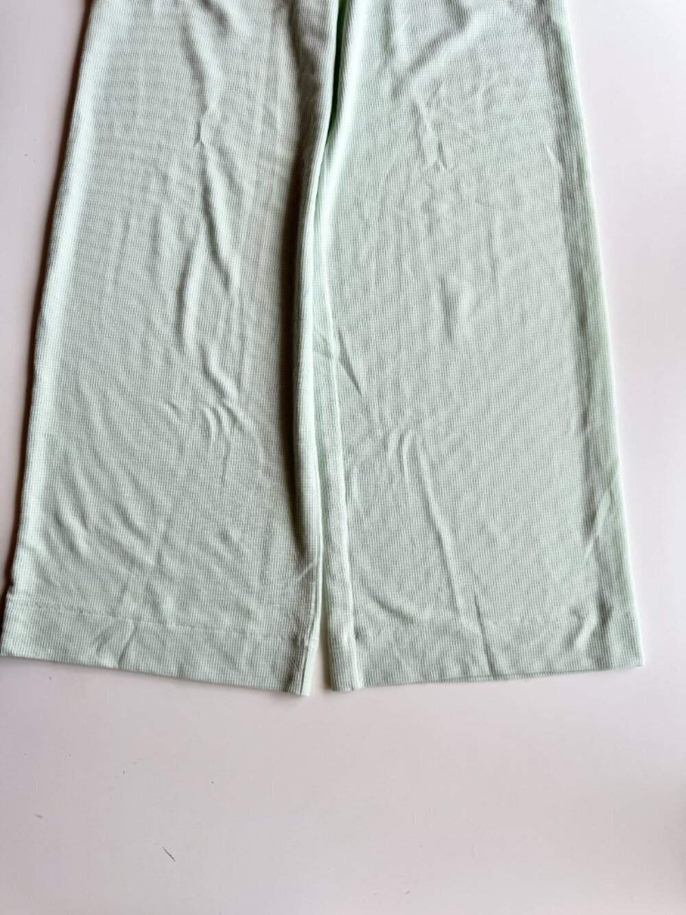 ATHLETA Wind Down Sleep Wide Leg Mint Green Cotton Waffle Knit Pants, Size XS - Picture 5 of 9